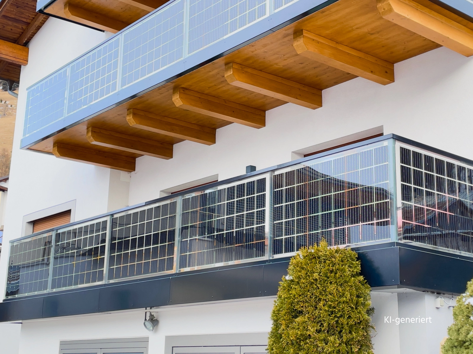 Eine Balkon-PV-Anlage mit vielen Modulen